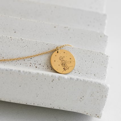 Strieborný prívesok Malý princ s ružou a gravírom