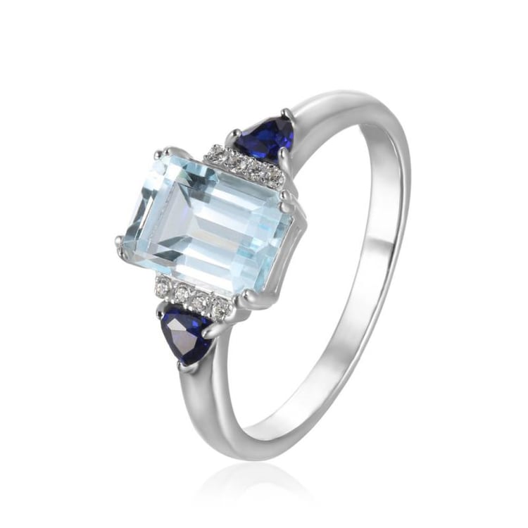 Topásový prsteň so zafírmi a zirkónmi Catane