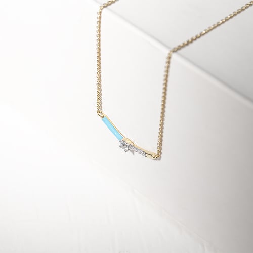 Modrý keramický náhrdelník s diamantmi Blazie