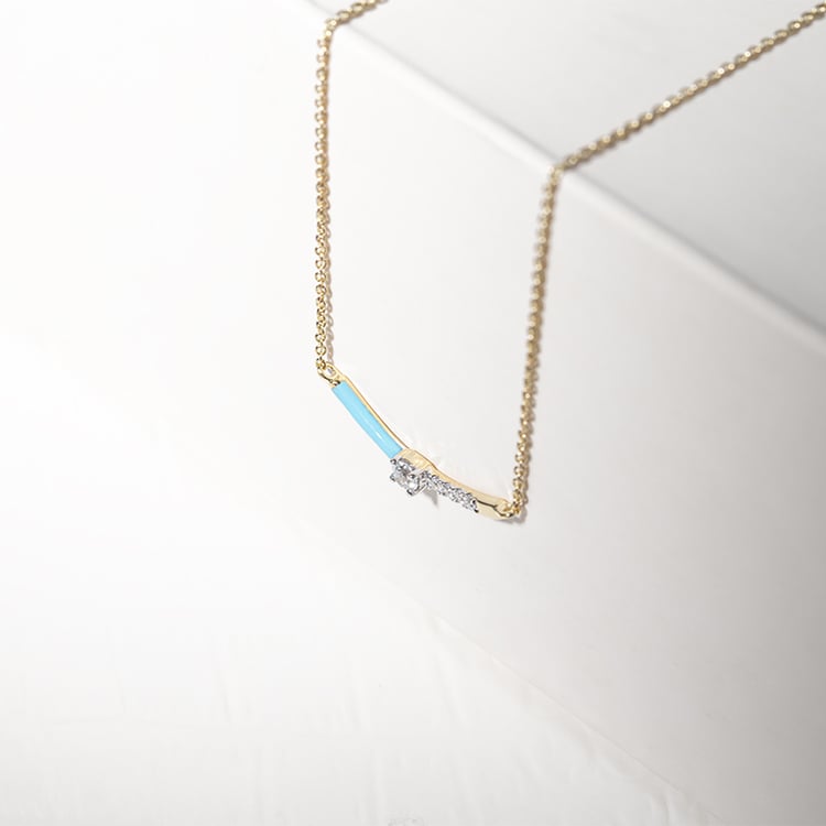 Modrý keramický náhrdelník s diamantmi Blazie 127598