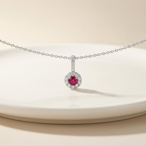 Strieborný elegantný prívesok s rubínom a lab-grown diamantmi Jack