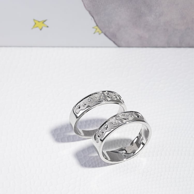 Platinové ručne ryté snubné prstene Malý princ 146488