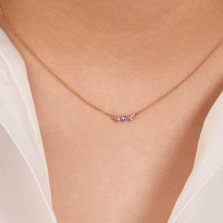 Minimalistický náhrdelník s tanzanitmi Mina 156738