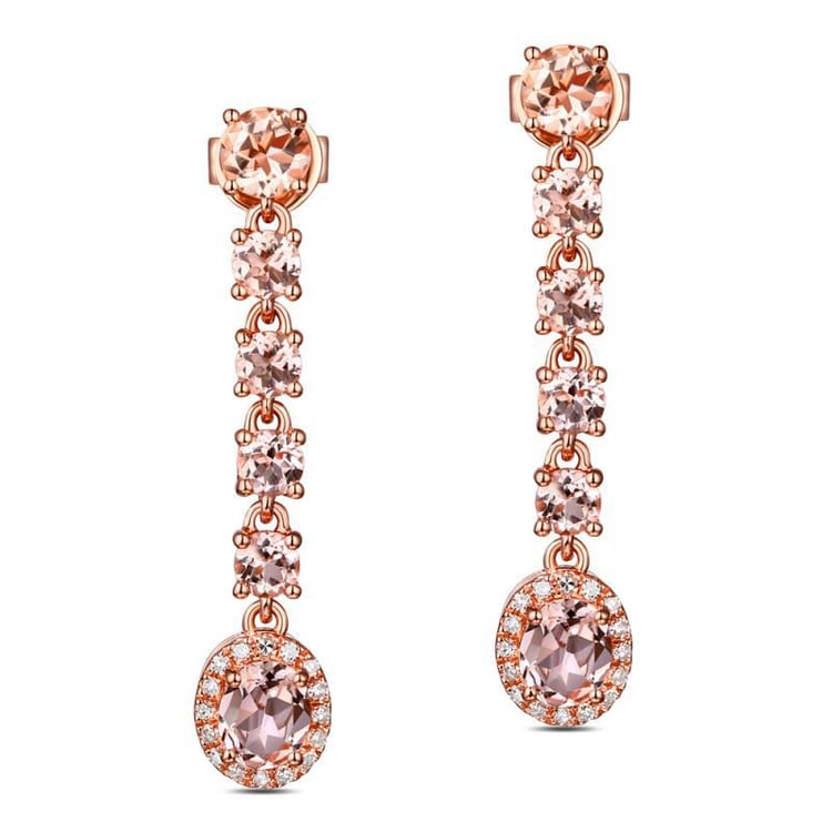 Zlaté morganitové náušnice s diamantmi Fande