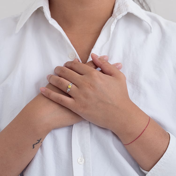 Zásnubný prsteň s 0.44ct IGI certifikovaným žltým lab-grown diamantom Olha 127929