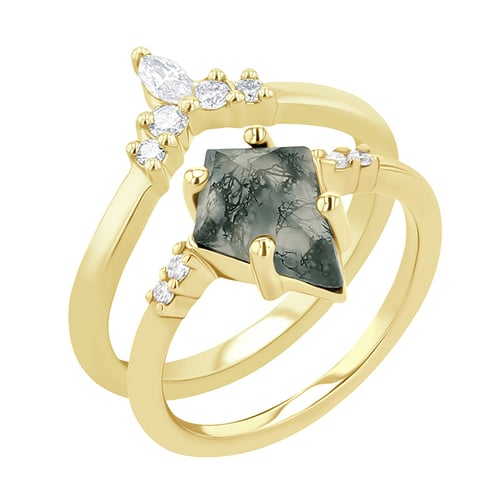 Set prsteňov s achátom a diamantmi Celeste