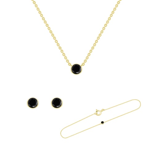 Minimalistický set šperkov s čiernymi diamantmi Jett