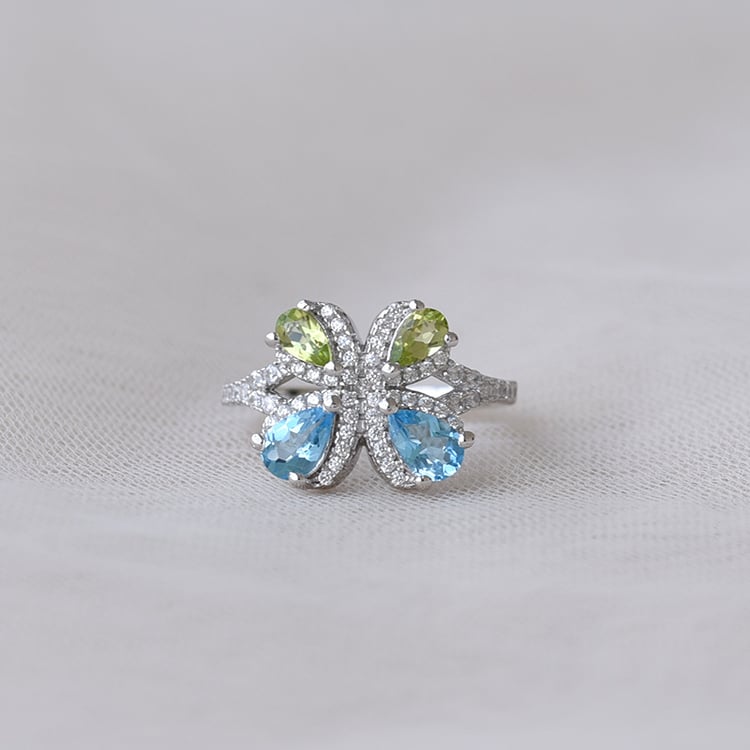 Strieborný prsteň v tvare motýľa 65392