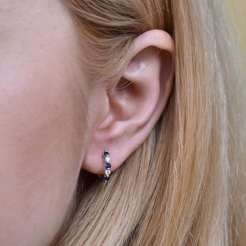 Náušnice s modrými zafírmi a diamantmi Aba