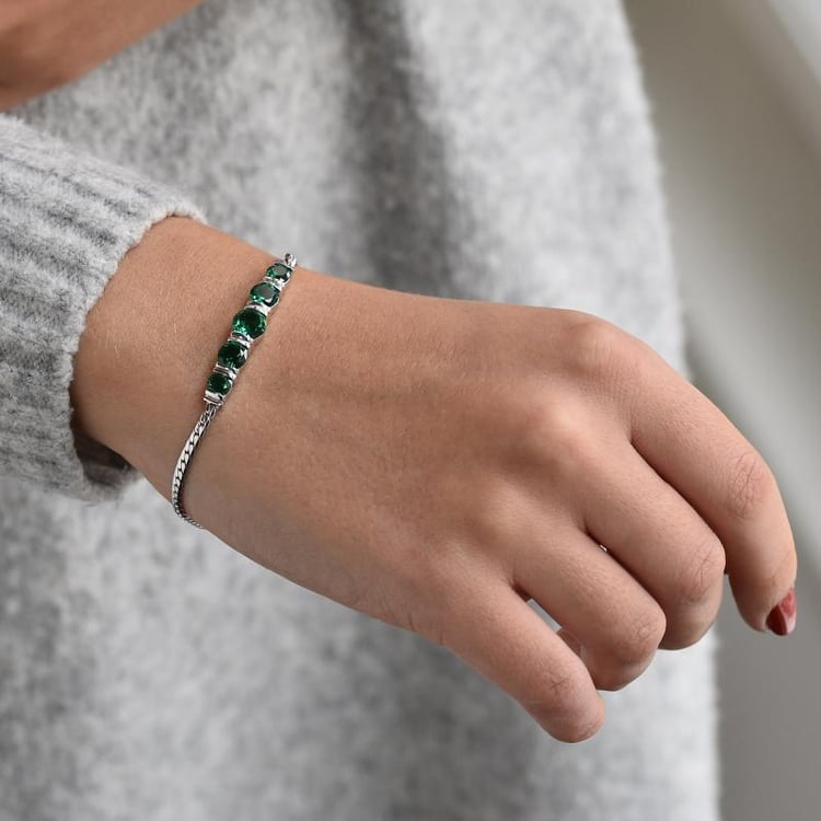 Strieborný náramok so smaragdmi 3384