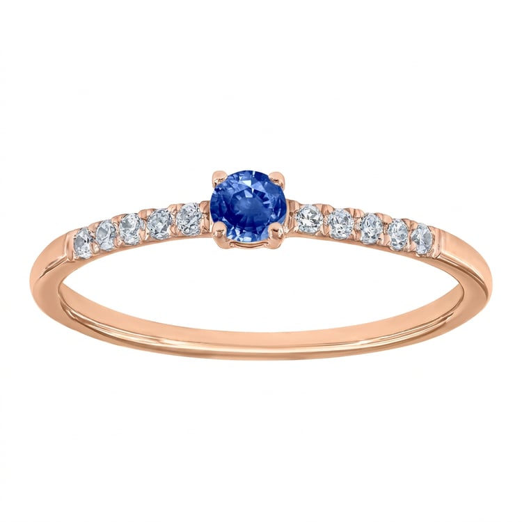 Strieborný prsteň s modrým zafírom a bočnými lab-grown diamantmi Mikey 169455