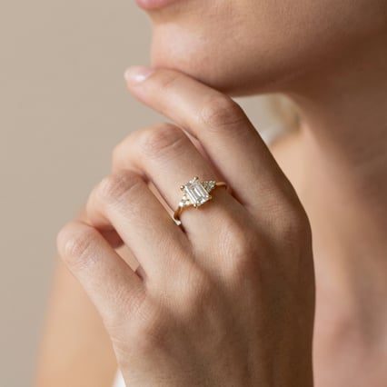 Rozvodový prsteň s emerald diamantom Rhea