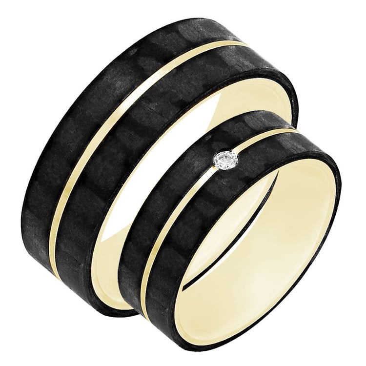 Karbonové snubné prstene s diamantom 80048