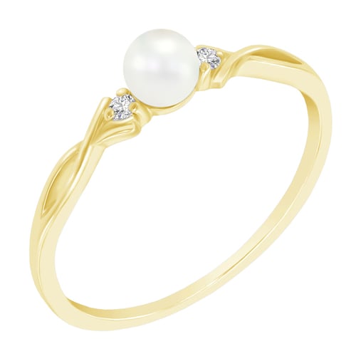 Elegantný zlatý perlový prsteň s diamantmi Doria