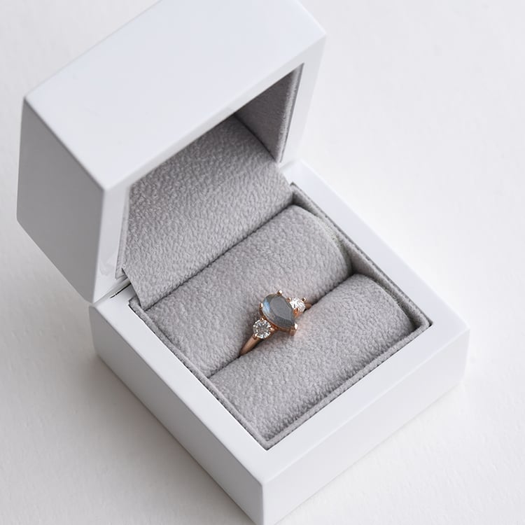 Prsteň s Labradorit a moissanitu 73732