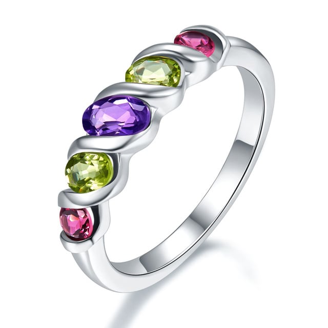 Strieborný prsteň s dúhovým nádychom drahokamov Riany