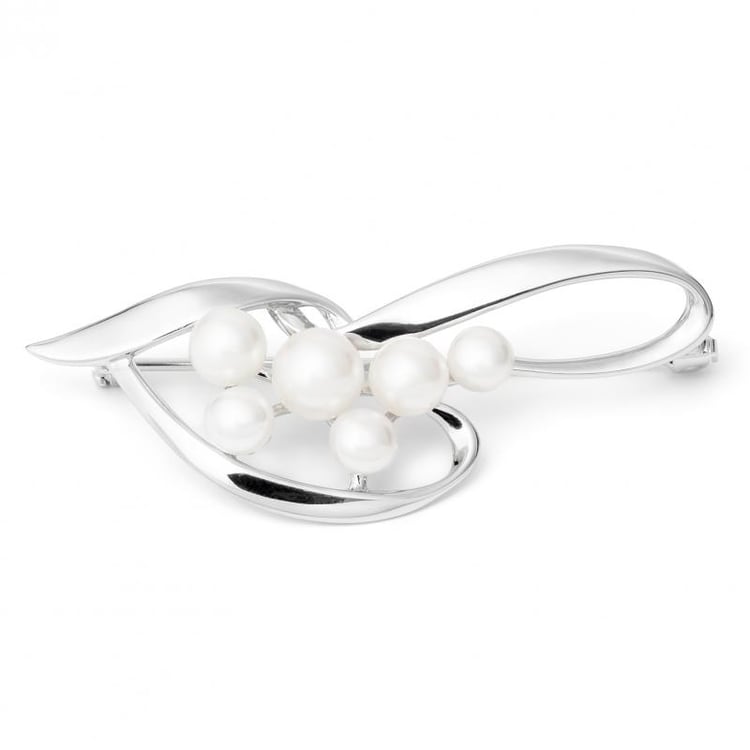 Strieborná perlová brošňa