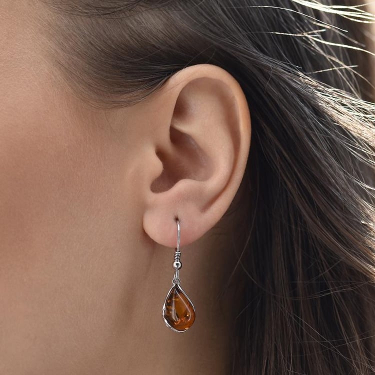 Jantárové strieborné náušnice 14169