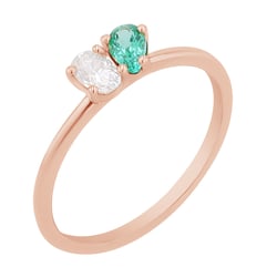 Zásnubný prsteň Toi et Moi so smaragdom a moissanitom Calvin