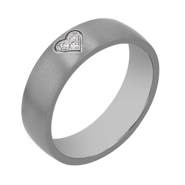 Titanové snubné prstene s diamantovým srdcom Haney 107376