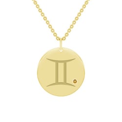 Zlatý prívesok so znamením a citrínom Blíženci