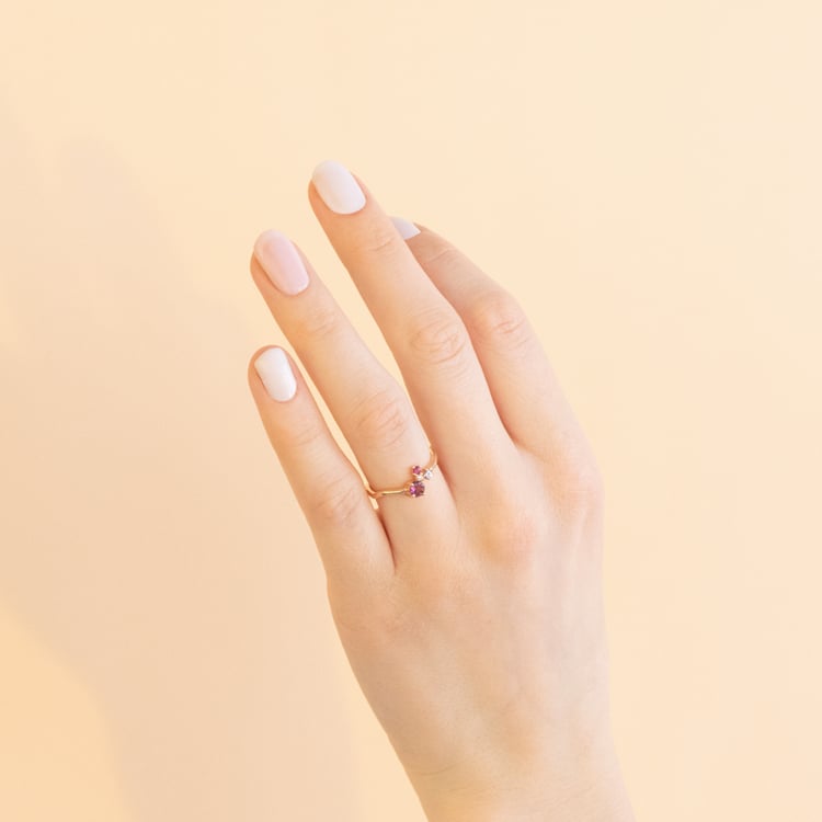 Strieborný cluster prsteň s turmalínom, tanzanitom, rubínom a diamantom Roche 116091