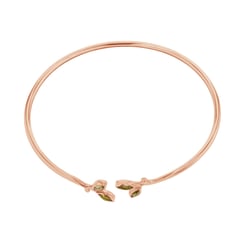 Zlatý minimalistický náramok s olivínovými lístky Halime