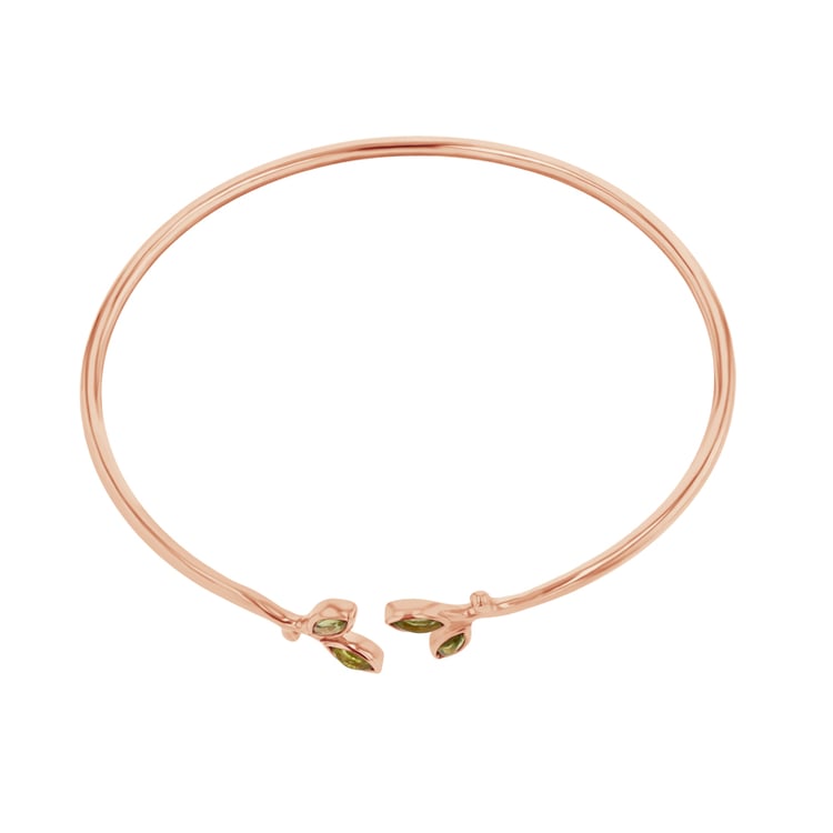 Zlatý minimalistický náramok s olivínovými lístky Halime
