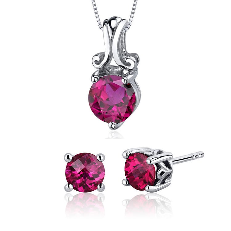 Strieborná kolekcia šperkov s rubínmi Caye