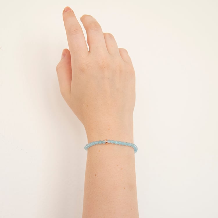 Strieborný náramok s akvamarínovými korálkami Dalby 109207