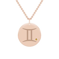 Zlatý prívesok so znamením a citrínom Blíženci