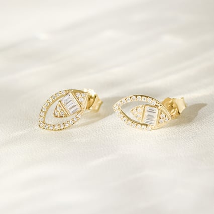 Strieborné náušnice mandľového tvaru s diamantmi Birgit