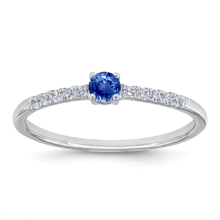 Strieborný prsteň s modrým zafírom a bočnými lab-grown diamantmi Mikey 169454