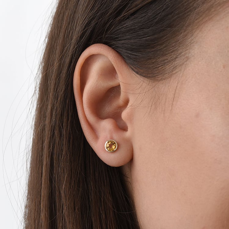 Strieborné bezel náušnice s citrínmi Sontre 102776