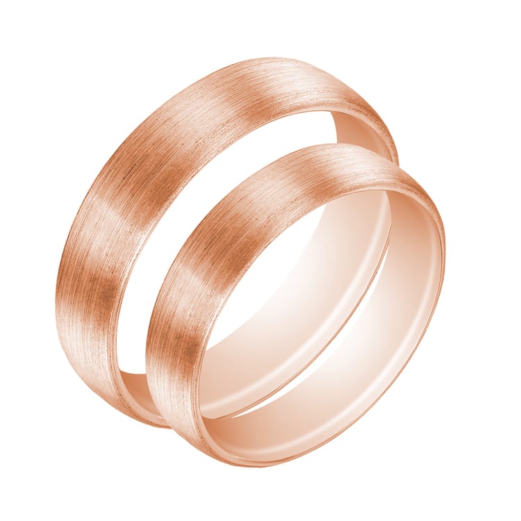 Matné komfortné svadobné obrúčky z ružového zlata 61609