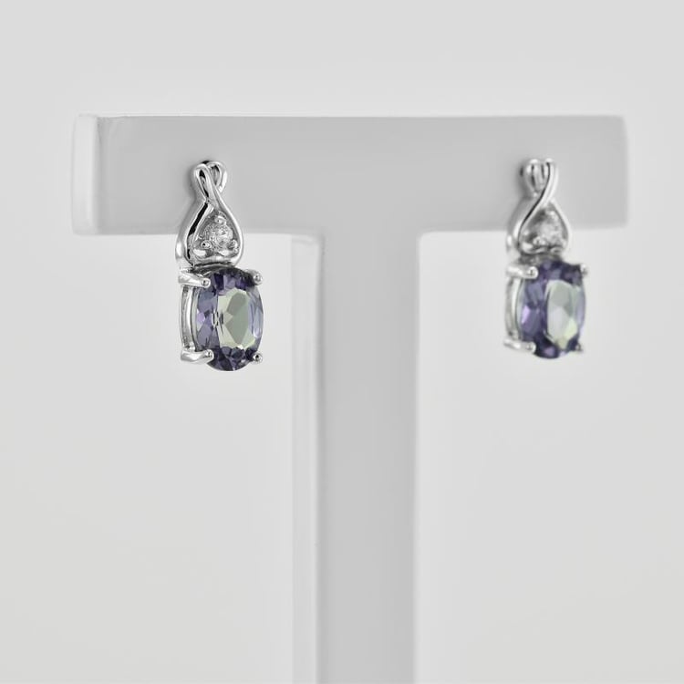Strieborné náušnice s alexandritom 6434
