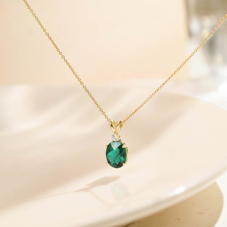 Zlatý prívesok s lab-grown smaragdom Marta 165042