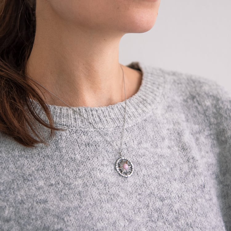 Zlatý prívesok kompas s ružovým opálom Vespucci 114572