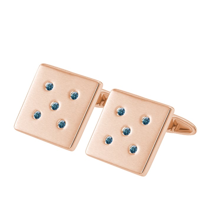Manžetové gombíky z ružového zlata s modrými diamantmi Welby