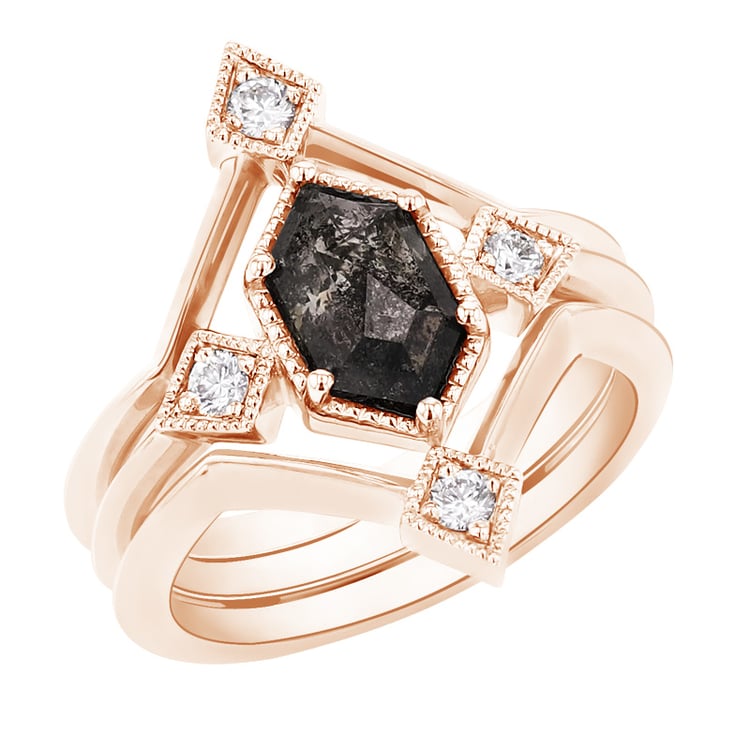 Set jedinečných prstenů so salt and pepper diamantom Manny 95939