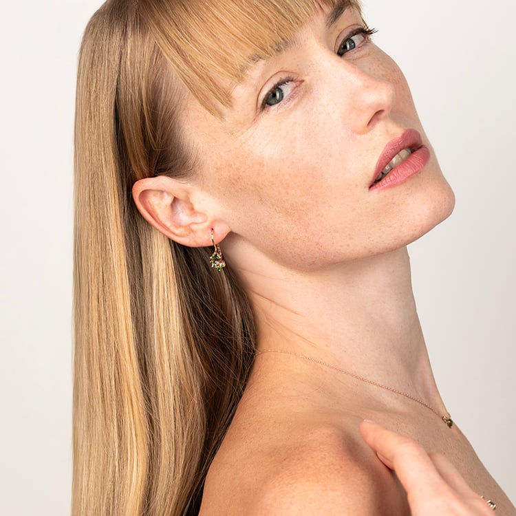 Cluster náušnice s vltavínmi, zafírmi a diamantmi Gita 146831