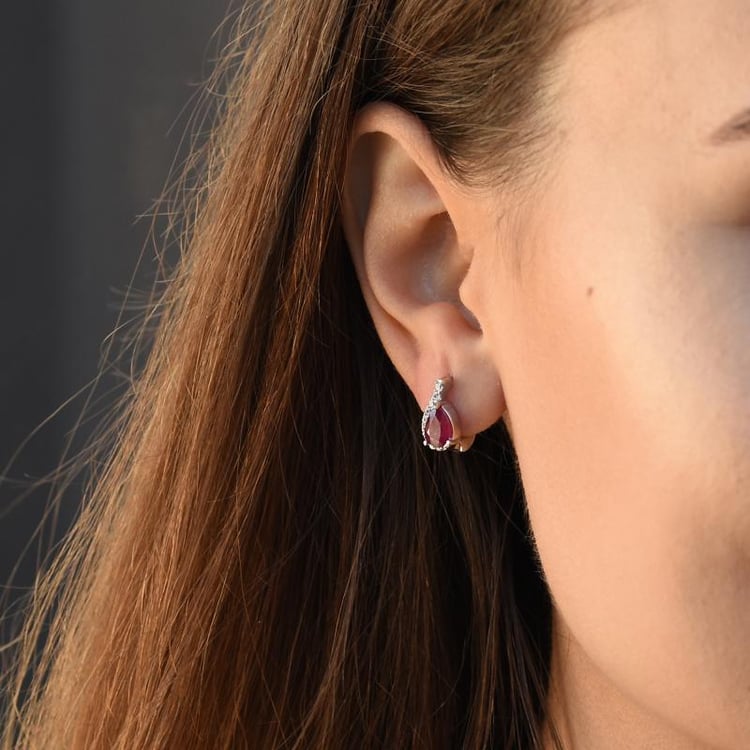 Strieborné náušnice s rhodolitmi a zirkónmi 49123