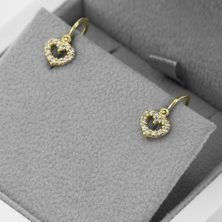 Diamantové detské náušnice srdiečka 51361