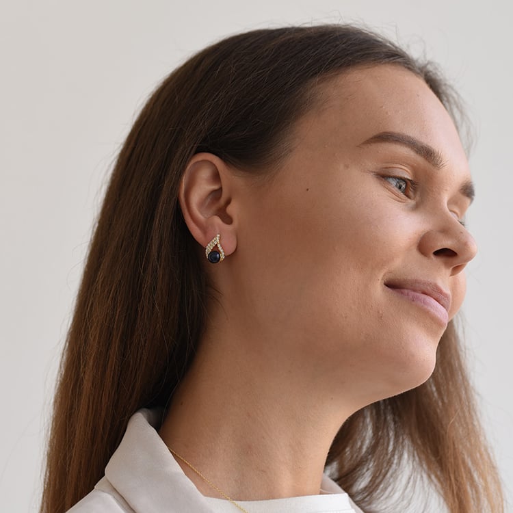 Pozlátené náušnice s perlami a zirkónmi 64425