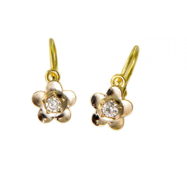 zlate detske nausnice s diamantmi