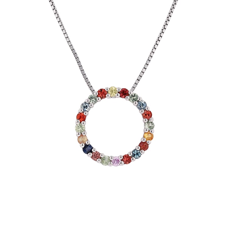 Strieborný prívesok s rôznofarebnými zafírmi