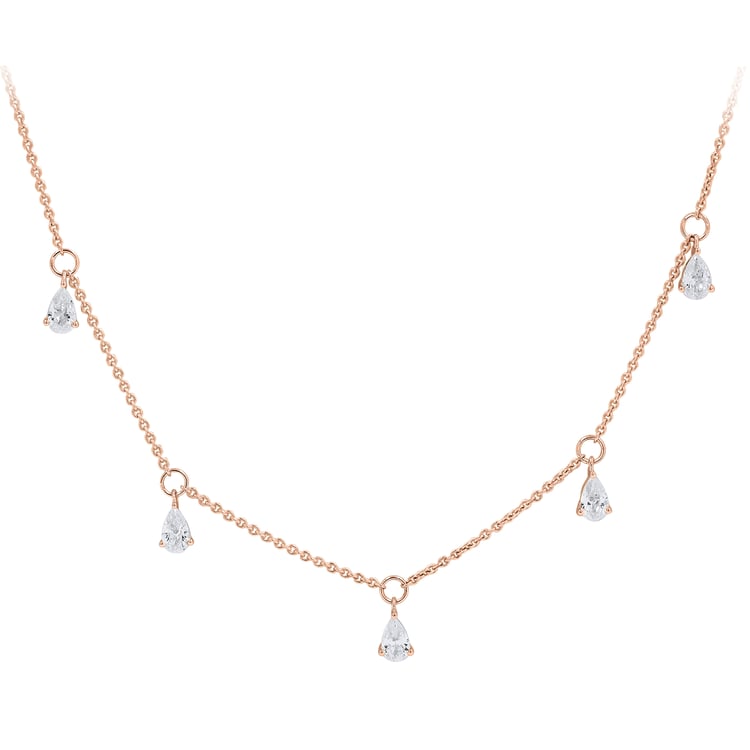 Náhrdelník zo zlata s pear lab-grown diamantmi Praveen 165218