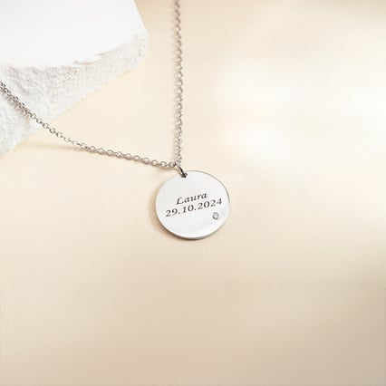 Platinový prívesok s diamantom a gravírom vašej voľby Lorenzo