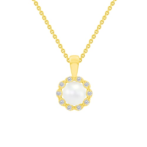 Zlatý perlový set náušnic a náhrdelníku s diamantmi Ladasha