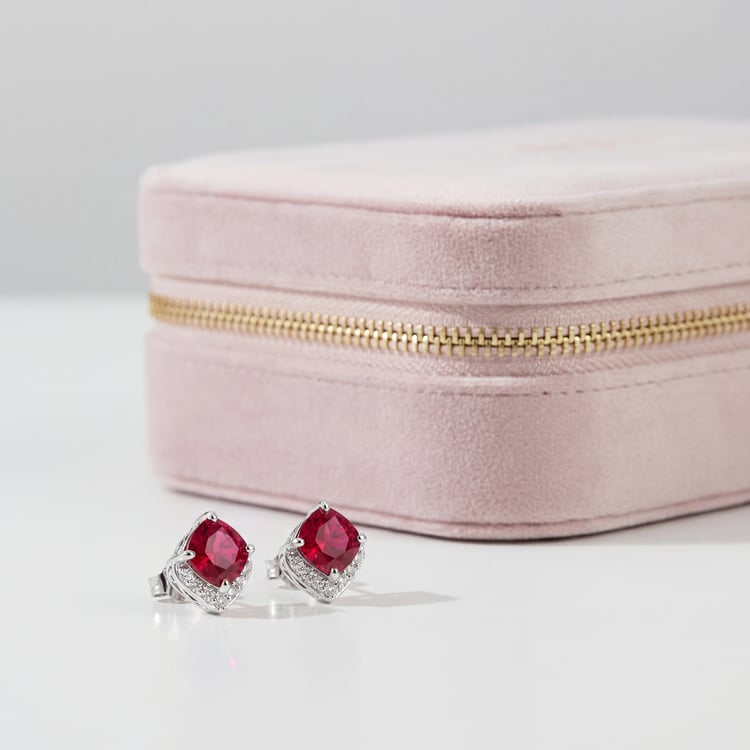 Strieborné rubínové náušnice 166397